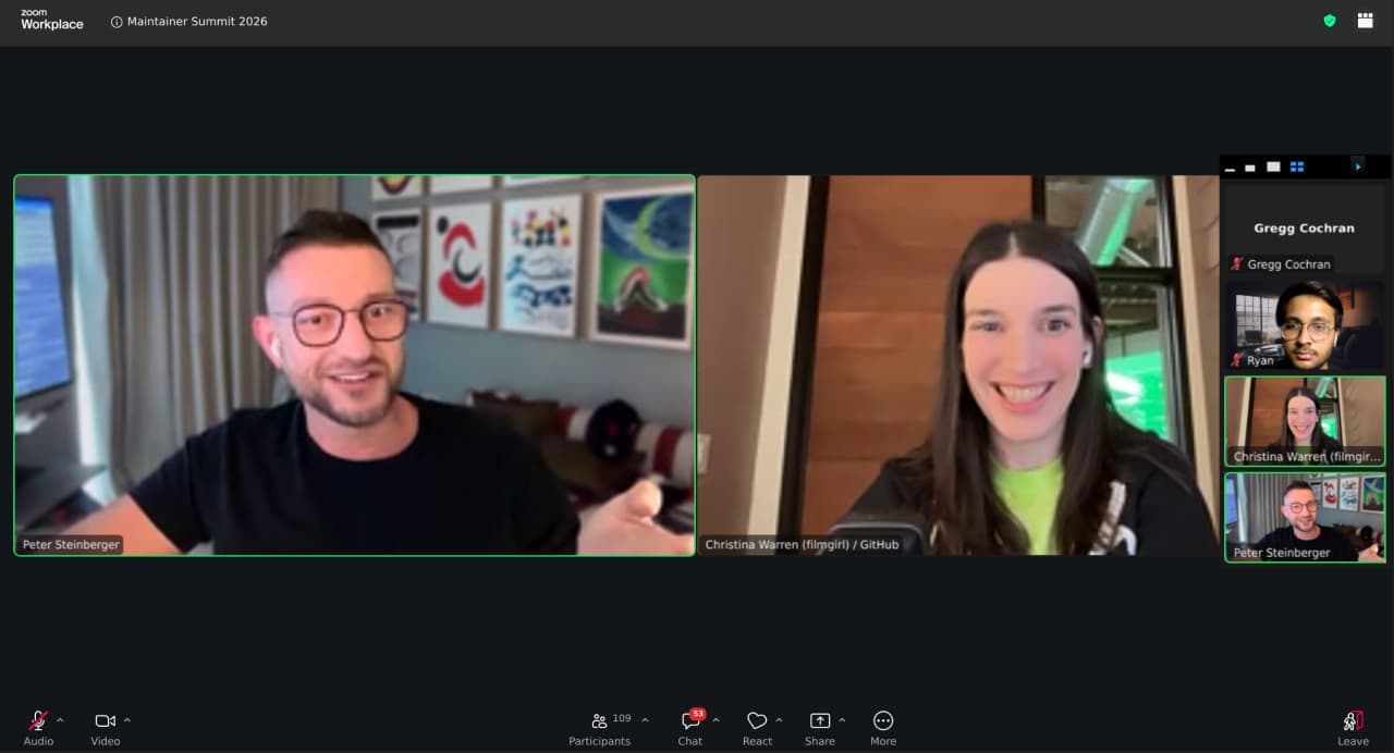 Peter Steinberger and Christina Warren at the Maintainer Summit